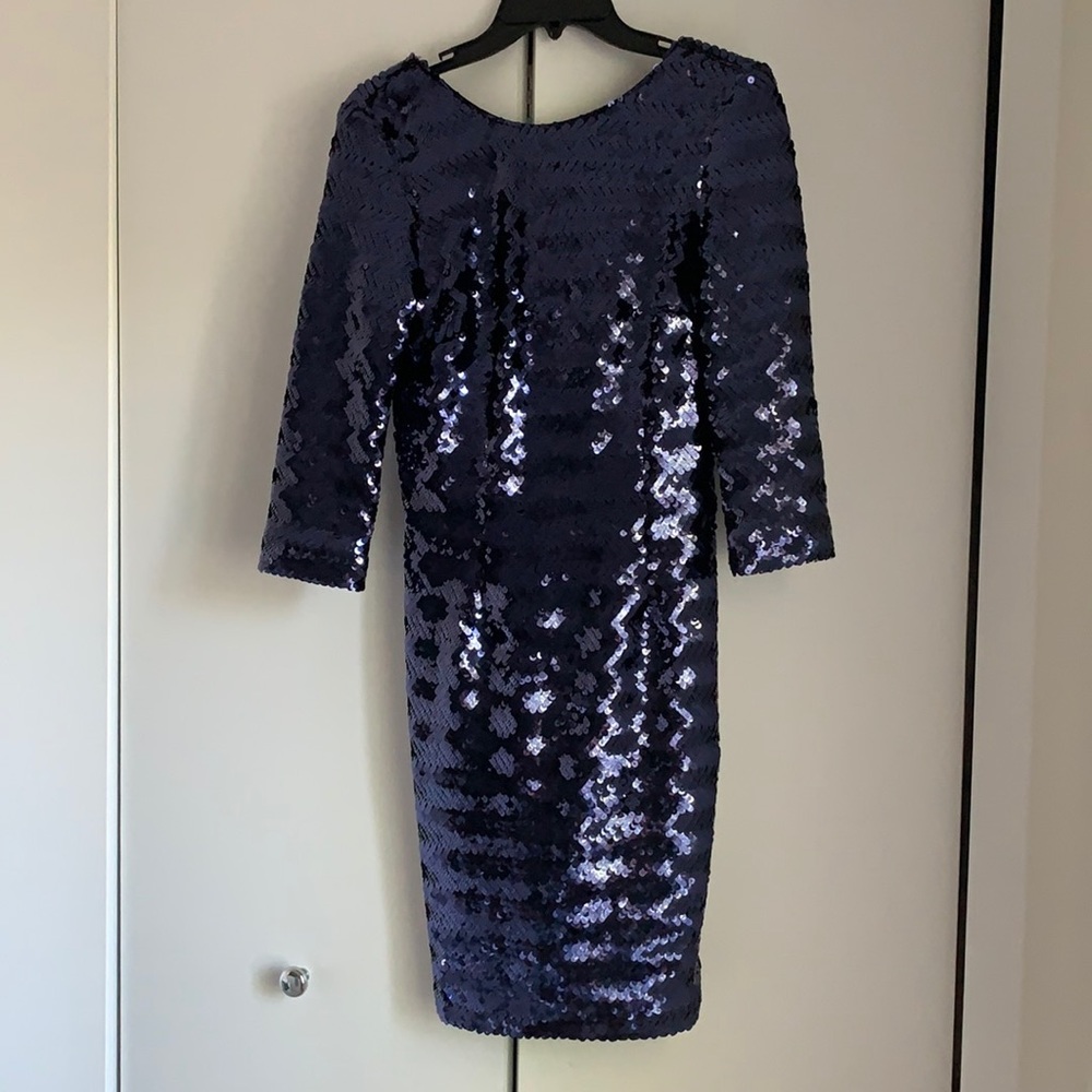 Navy sequin bodycon mini dress